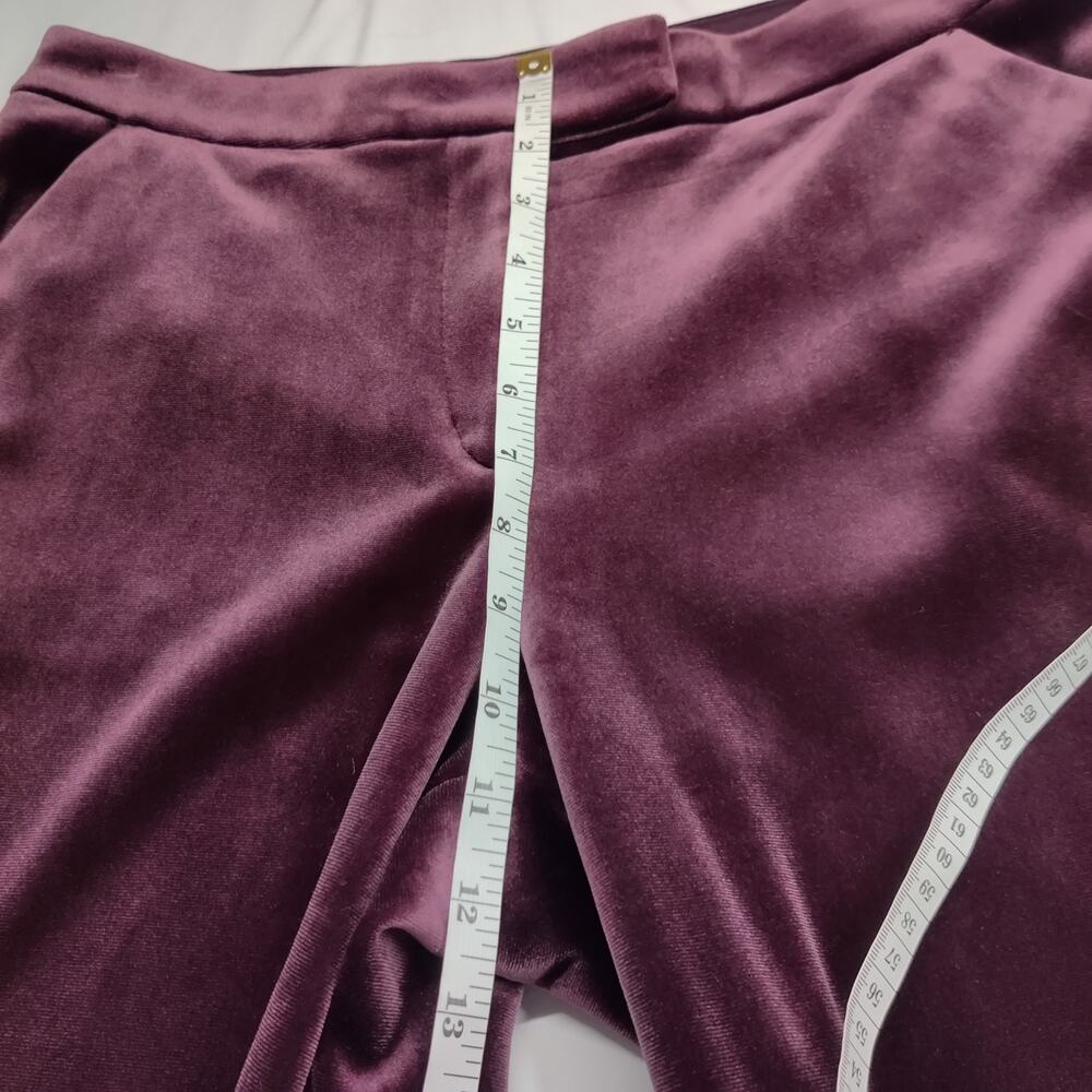Express Editor HIgh Rise Plum Purple Velvet Relaxed Wide Leg Trouser 10 Witchy - Picture 12 of 14